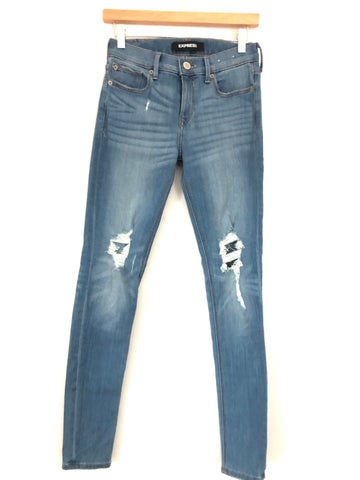 Express Distressed Mid Rise Legging Jeans- Size 2R (Inseam 29")