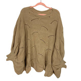 No Brand Tan Open Knit Dolman Sleeve Sweater- Size ~S (see notes)