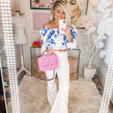 Buddy Love White/Blue Floral Constance Off The Shoulder Top NWT- Size XS (Sold Out Online!)