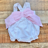 Cecil & Lou White Bubble with Pink and White Striped Front Bow- Size 3M