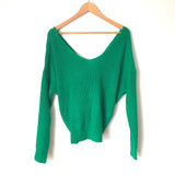 Pink Lily Green Knit Twist Back Sweater- Size S