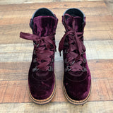 Sam Edelman Burgundy Velvet Combat Boots- Size 7.5