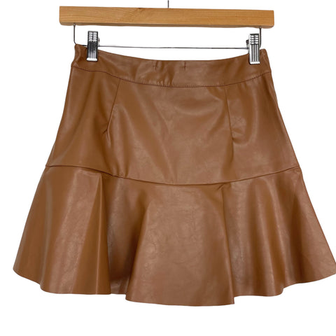 Judith March Faux Leather Tan Skort- Size S