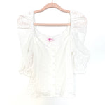 Buddy Love White Puffed Sleeve Smocked Back Top NWT- Size XS