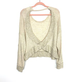 West Of Melrose Cream Waffle Knit Open Back Top- Size XL