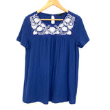 Gibson Embroidered Blue Blouse- Size XS