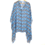 Milly Cabana Silk Coverup with Blue Pattern- Size S