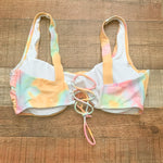 Meet Curve Tie-Dye Lace Up Back Bikini Top- Size XL (Top Only)