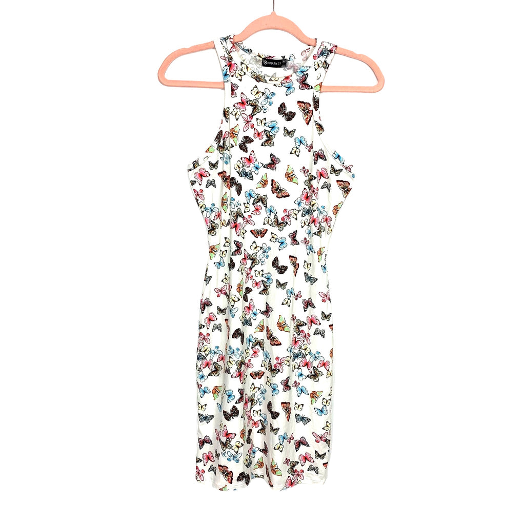 popular 21 dress Popular 21 White Butterfly Print Bodycon Dress- Size M (Sold Out Onlin –  The Saved Collection