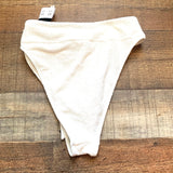 Abercrombie & Fitch Off White High Leg Cheeky Front Twist Bikini Bottom NWT- Size M (We have matching top)