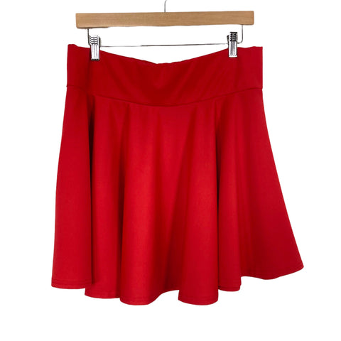 Afibi Red Pleated Skater Flared Skirt NWT- Size XXL