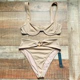 House of Harlow 1960 Tan Ribbed High Waisted Bikini Bottoms NWT- Size M (we have matching top)