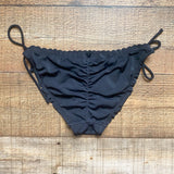 Victoria’s Secret Black Scalloped Side Tie Bikini Bottoms- Size S