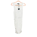 Gibson Look Cream/Grey Striped Side Ruched Fitted Dress NWT- Size XXS