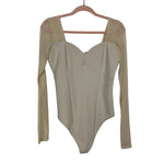 Abercrombie & Fitch Cream Sweetheart Corset with Mesh Sleeves Bodysuit NWT- Size L (sold out online)