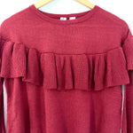 Love On a Hanger Burgundy Ruffle Sweater- Size S