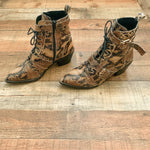 Office Ambassador Leather Snake Lace Up Two Buckle Boots- Size 39 (Sold Out Online!)