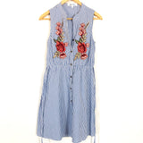 Alice Blue Striped Embroidered Dress- Size S