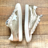 Nature Breeze Gold Metallic White Star Silver Shoe Lace Slip On Sneaker- Size 9