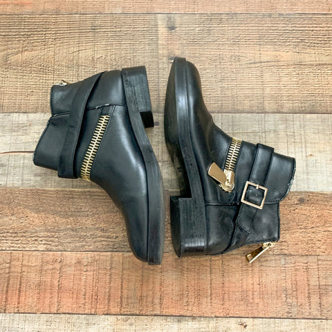 Zara Basic Collection Black Zipper/Buckle Booties- Size 38 (See Notes)