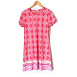 Cabana Life Coral Geo Pattern Swing Shift Dress- Size M
