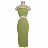 Forever21 Lime Green Front Cutout/Open Back Dress- Size S