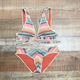 Becca Striped Metallic Padded Bikini Top- Size M (sold out online, we have matching bottoms)