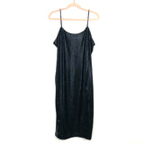 Shein Black Animal Print Fitted Front Slit Midi Dress- Size 1XL
