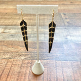 Melinda Maria Gold Black CZ Leaf Drop Earrings