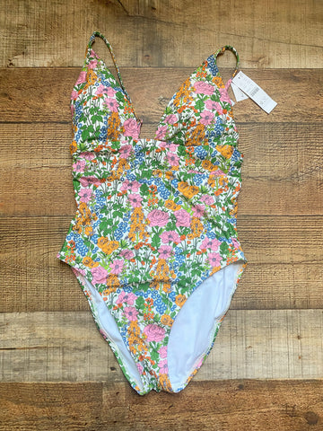 J Crew Made with Liberty Fabric Floral Plunge Padded One Piece NWT- Size 4 (sold out online)