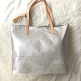Sole Society Silver Inell Large Tote Soft Vegan Leather