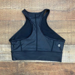 All Access Black Shiny Zipper Sports Bra- Size S