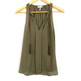 Joie Olive 100% Silk Tank with Tassels- Size XS