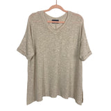 Hudson Gray Tan Open Knit Front Pocket Side Slit Top- Size S