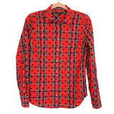 J. Crew Red Stewart Tartan with Black Velvet Dots Slim Perfect Button Up NWT- Size 2 (sold out online)