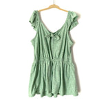Art Class Green Peplum Top with Keyhole Back- Size Girl's XL (14/16)