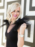 Camilyn Beth Little Black Opal Dress with Tulle Detail on Shoulders- Size 2