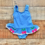 Florence Eiseman Blue Cherry Print Swimsuit- Size ~9M (see notes)