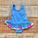 Florence Eiseman Blue Cherry Print Swimsuit- Size ~9M (see notes)