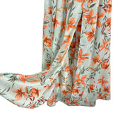 Impressions Aqua/Coral Floral Elastic Tie Waist with Back Cut Out Maxi Dress NWT- Size S