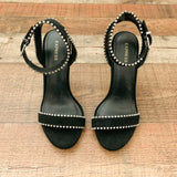 Express Black Ankle Strap Buckle With Rhinestones Heels- Size 7