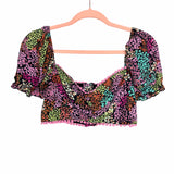 Shein Ditsy Floral Puff Sleeve Ruched Crop Top and Tiered Hem Skirt Set- Size M (sold as a set)