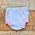 No Brand White with Pink Bows and Lace Trim Bloomers- Size 1 (see notes)