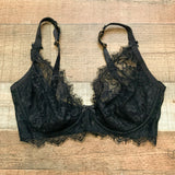 Figleaves Black Lace Underwired Balcony Bra- Size UK 34FF
