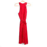 Gibson Red Embroidered Eyelet Belted Dress- Size M
