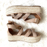 Bamboo Strappy Espadrille Platform Shoes- Size 7