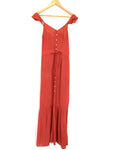 Carly Jean Red Orange Button Front Tank Maxi- Size S