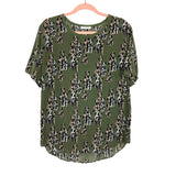 Equipment Olive Dalmations 100% Silk Top- Size L (see notes)