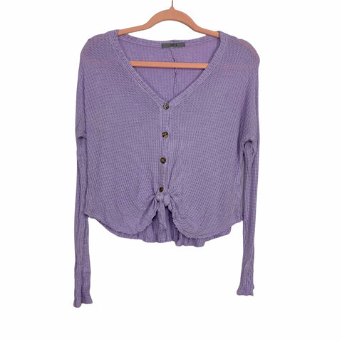 Jolie Lilac Waffle Knit Front Tie Top- Size M