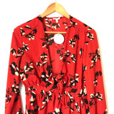 En Creme Floral Front Tie & Button Closure Long Sleeve Blouse NWT- Size S
